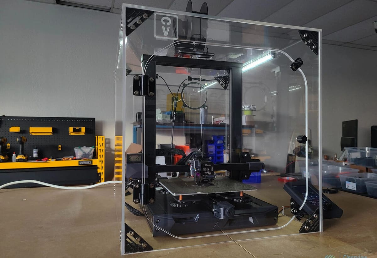 Its in the name. The Clearview enclosure allows for full view of the printer