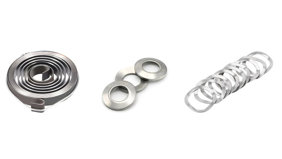 Constant force, Belleville disc, and wave springs for comparison