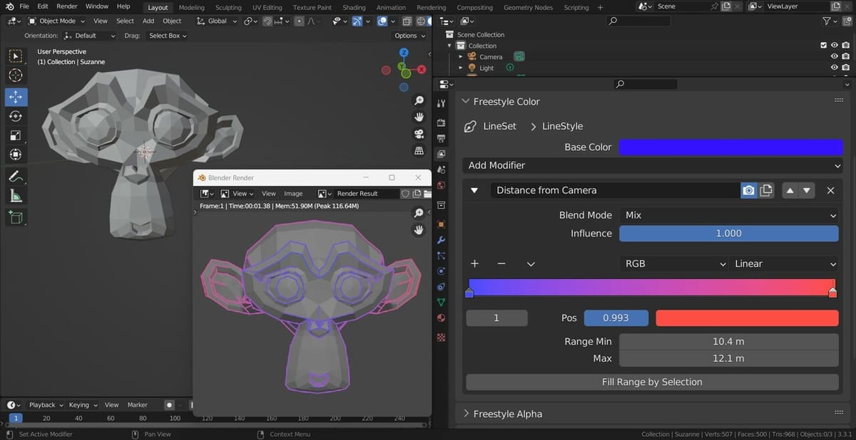 The Distance to Camera modifier can help add depth