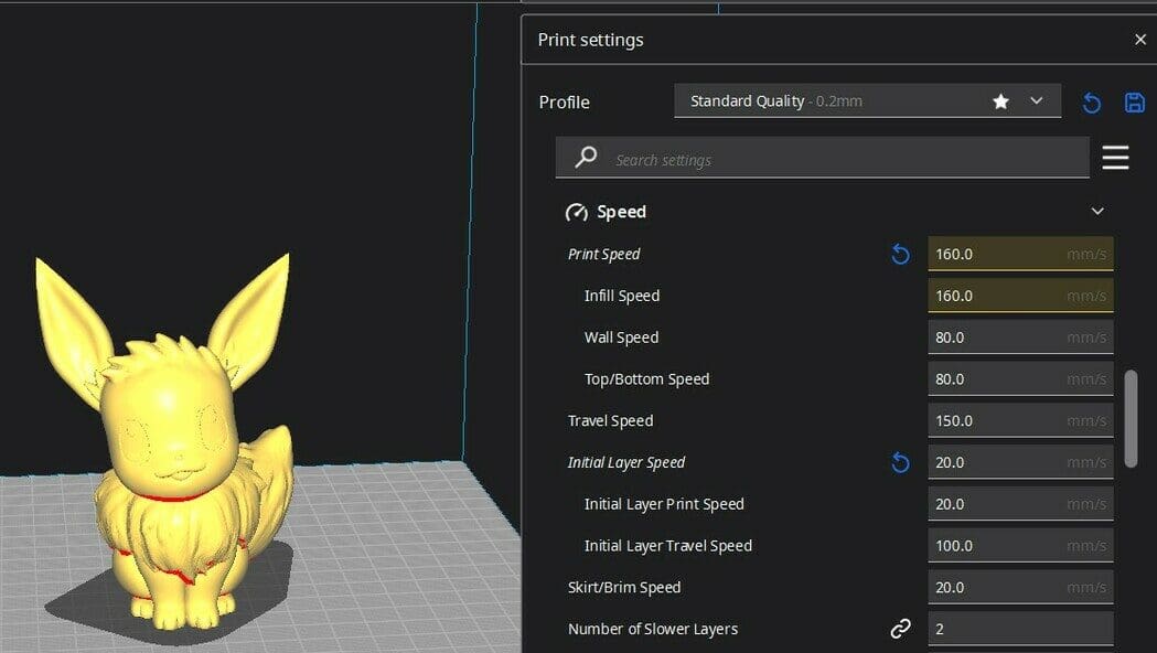 Cura has lots of options for you to customize print speed settings