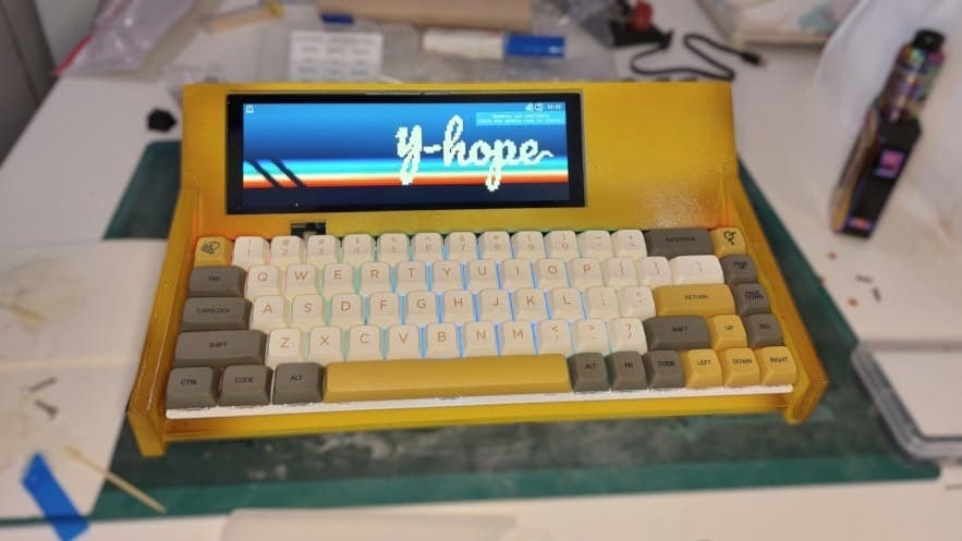 The chassis on this cyberdeck is constructed from laser-cut MDF
