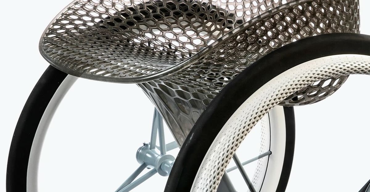 A prototype for the Go Wheelchair, which was a collaboration between Layer and Materialise