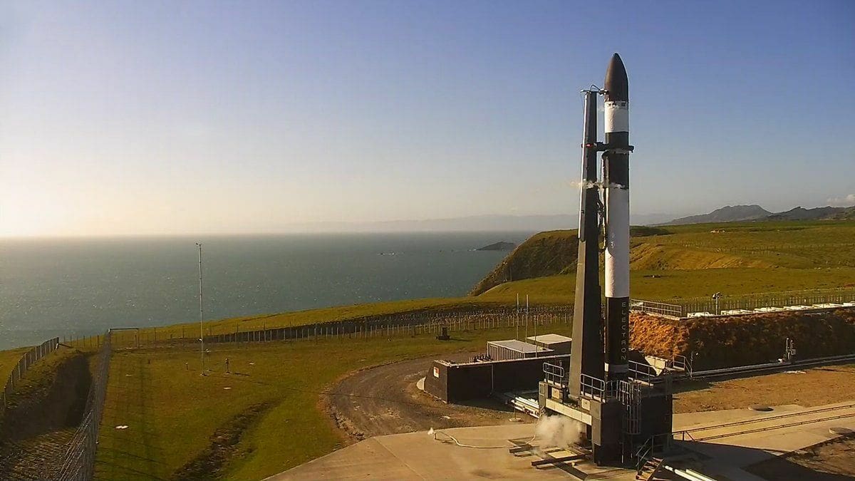 Rocket Lab's Electron rocket on the launchpad