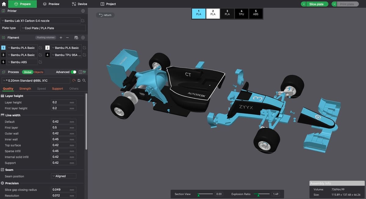 Project workflow showing an assembled view of the entire project