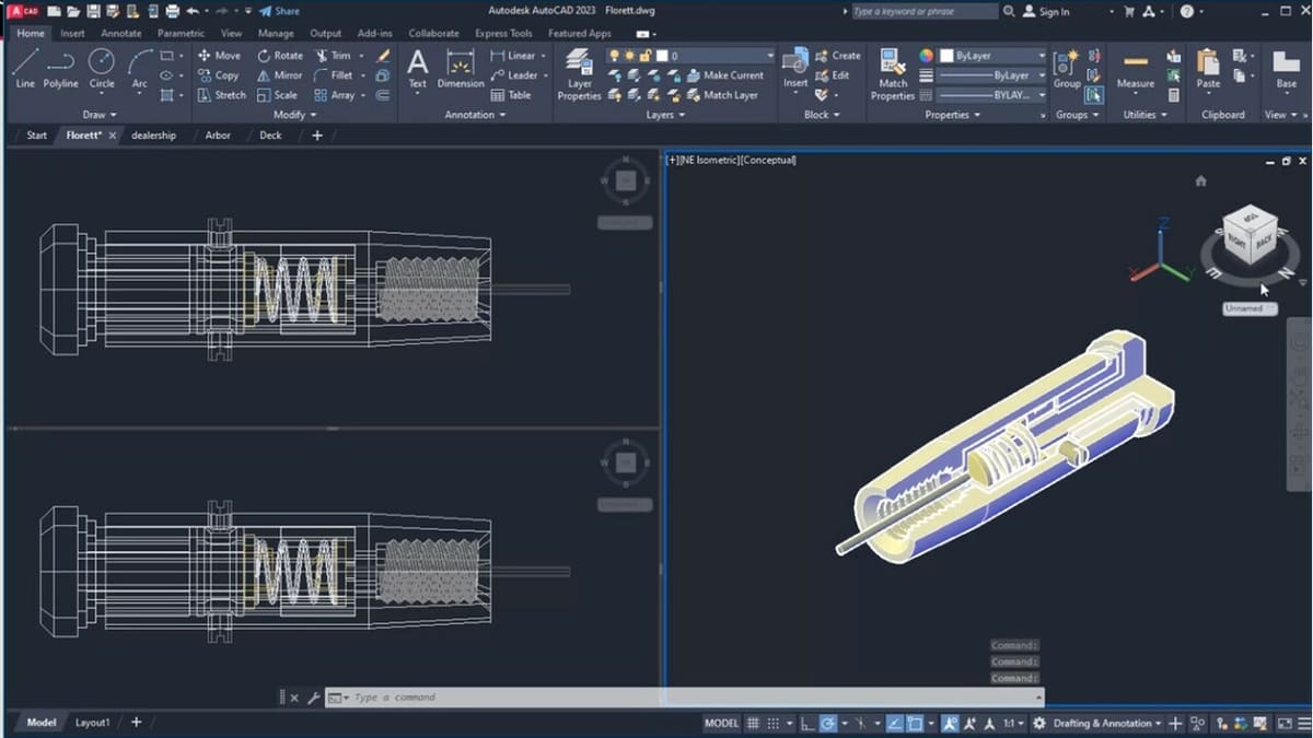 The AutoCAD 2023 user interface is quite intuitive