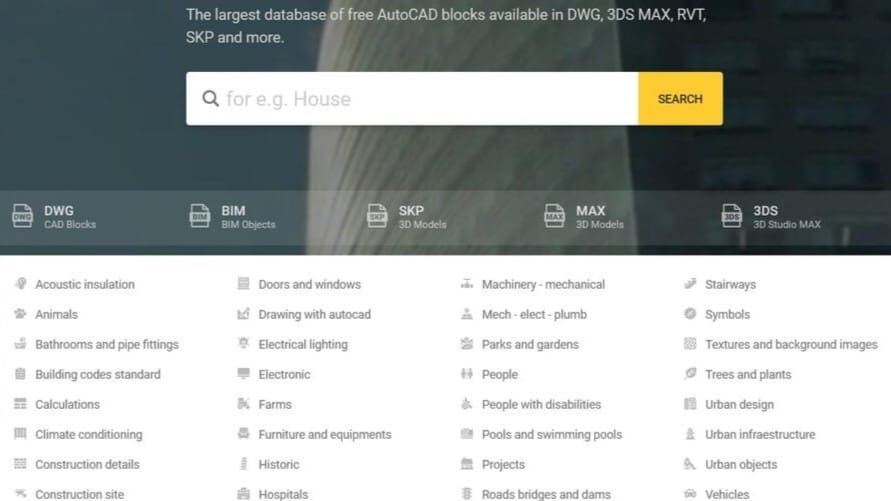 Bibliocad's various file formats and categories