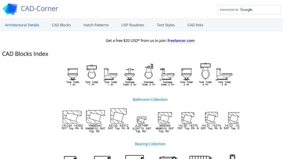 CAD Corner's collection index starts here