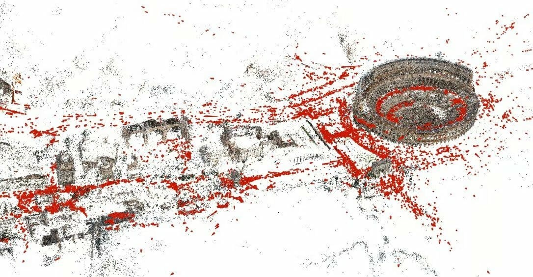 Sparse model of central Rome using 21K photos produced by COLMAP