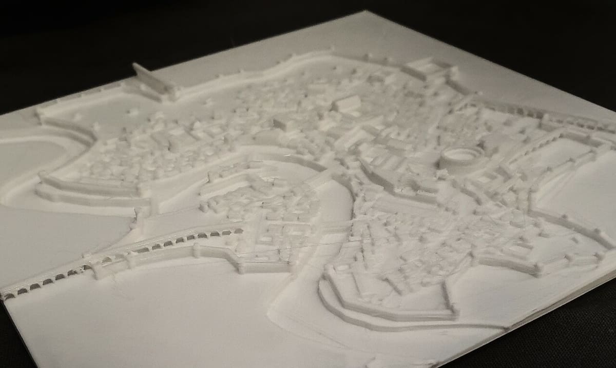 This ancient Rome cityscape contains many popular structures like the Colosseum and the Palatine Hill
