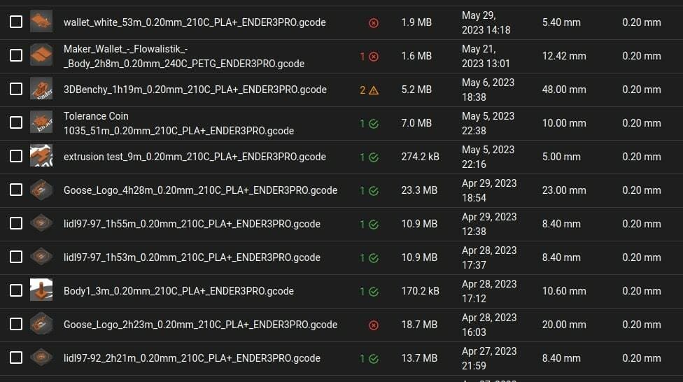 G-code thumbnails are useful to distinguish what each file will print