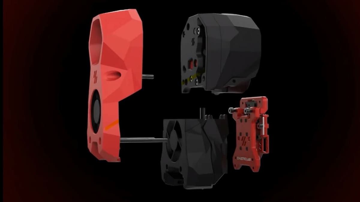 An illustration of how the Tap (far right) attaches to the Stealthburner toolhead