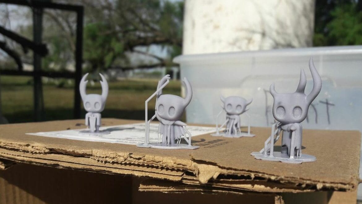 Resin prints left in the sun to cure