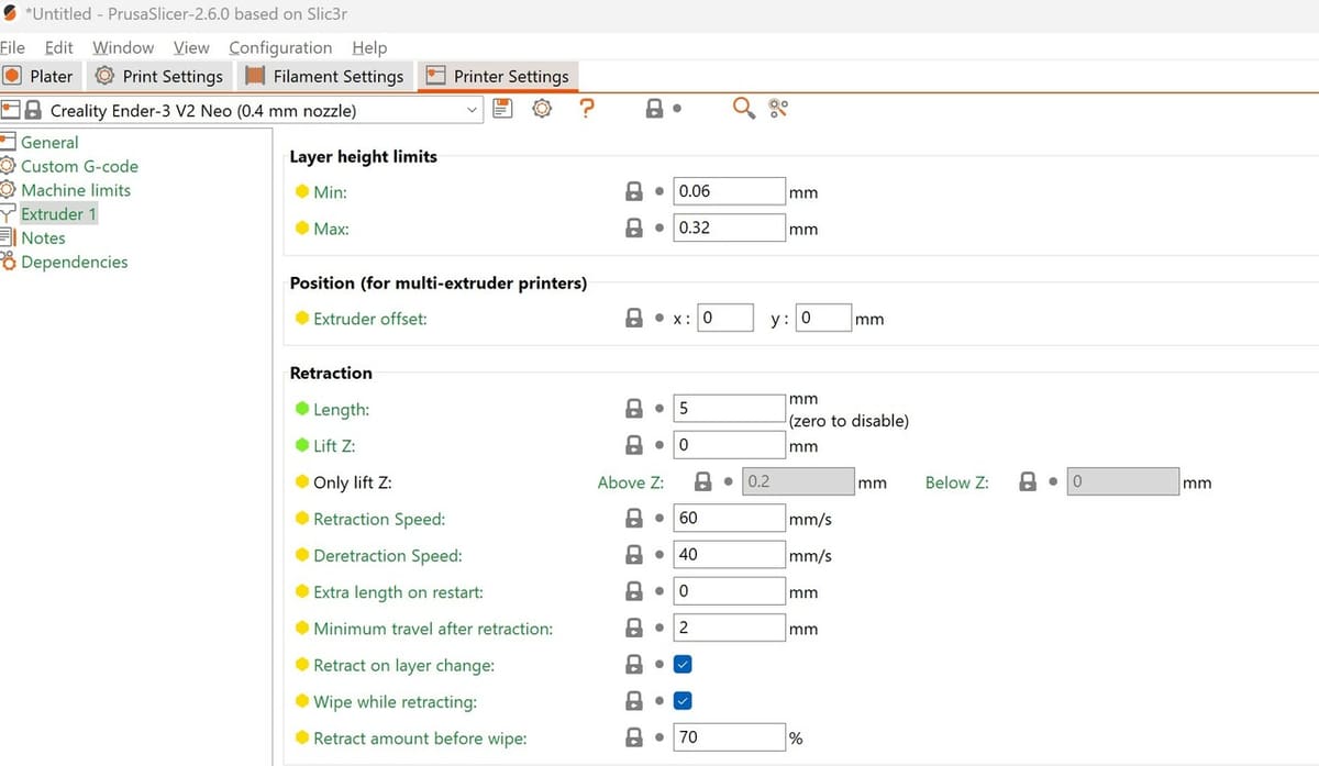 Many of the retraction settings in PrusaSlicer can be found in the 