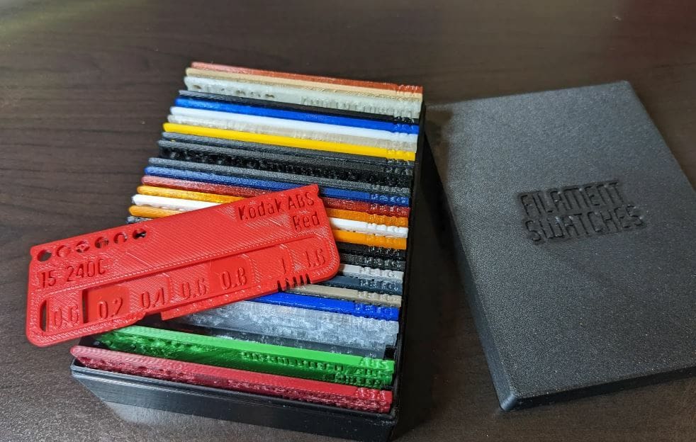 You can 3D print a swatch for every filament you have in your inventory