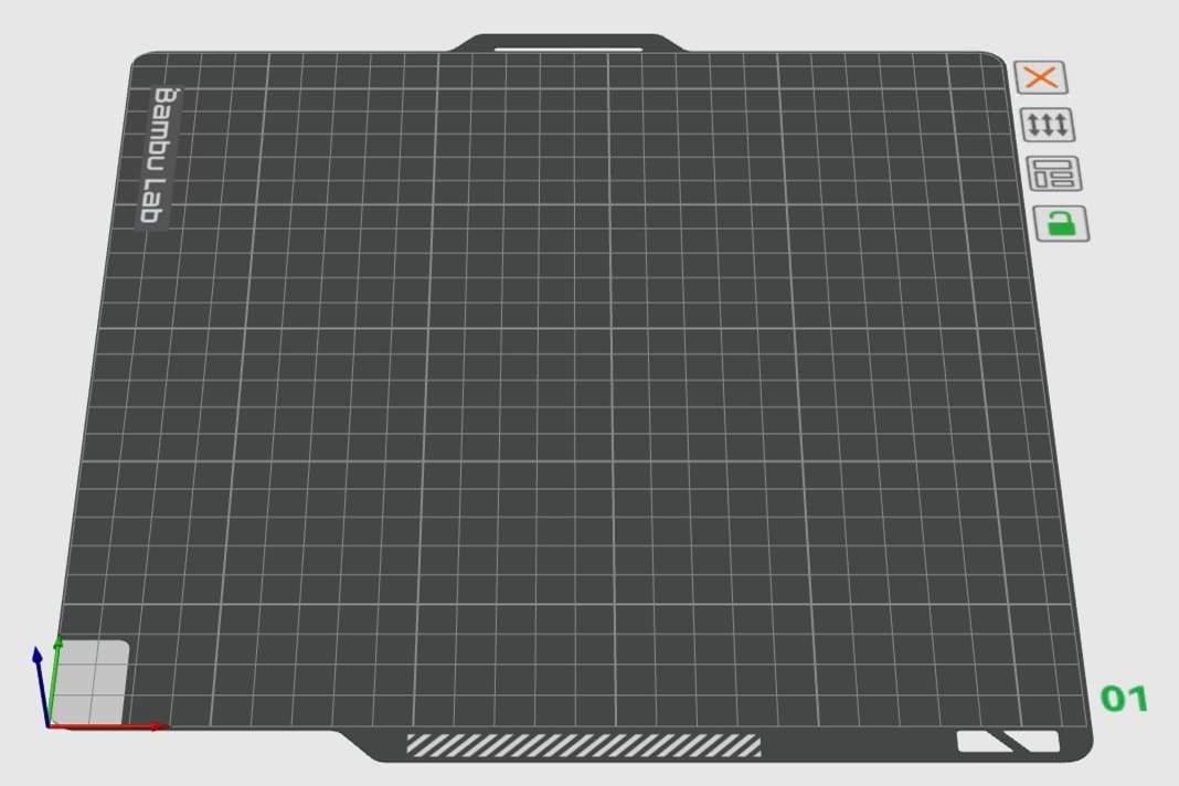 The build volume of the X1 Carbon and P1P, including the small exclusion zone