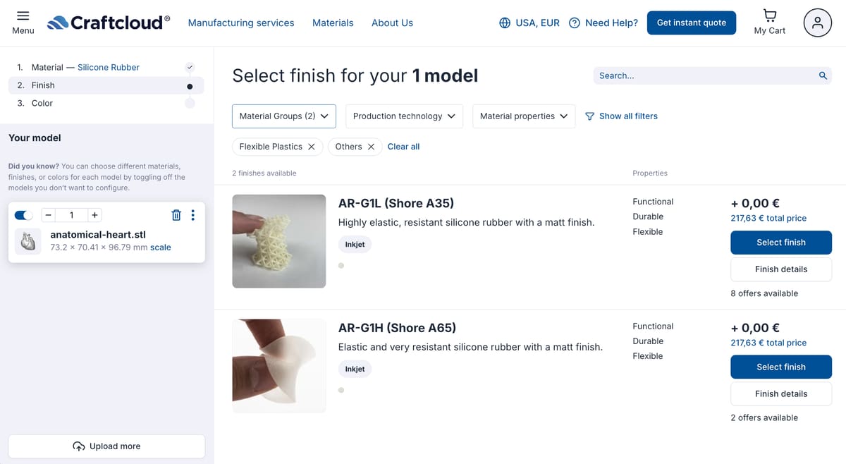 Image of: Ordering Silicone 3D Printed Parts