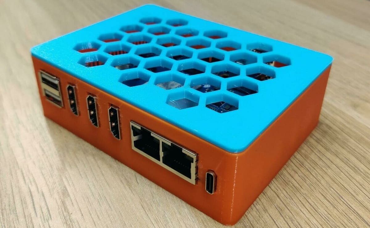 An eye-catching blue and orange design