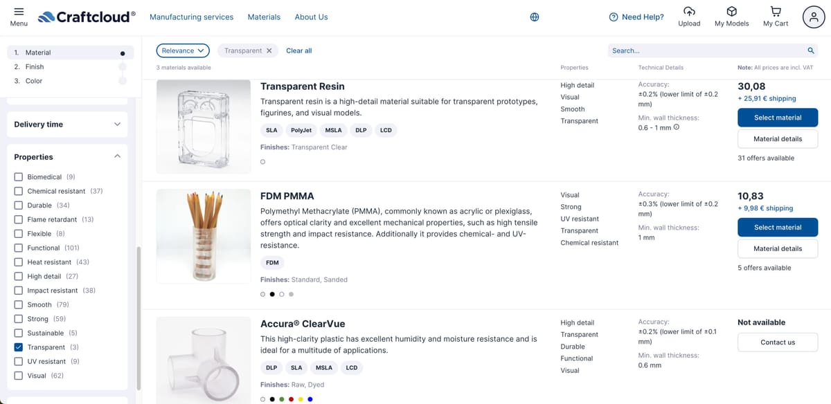 Image of: Ordering Clear Parts from a 3D Printing Service