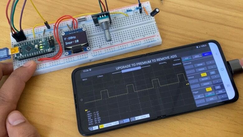 An oscilloscope in action