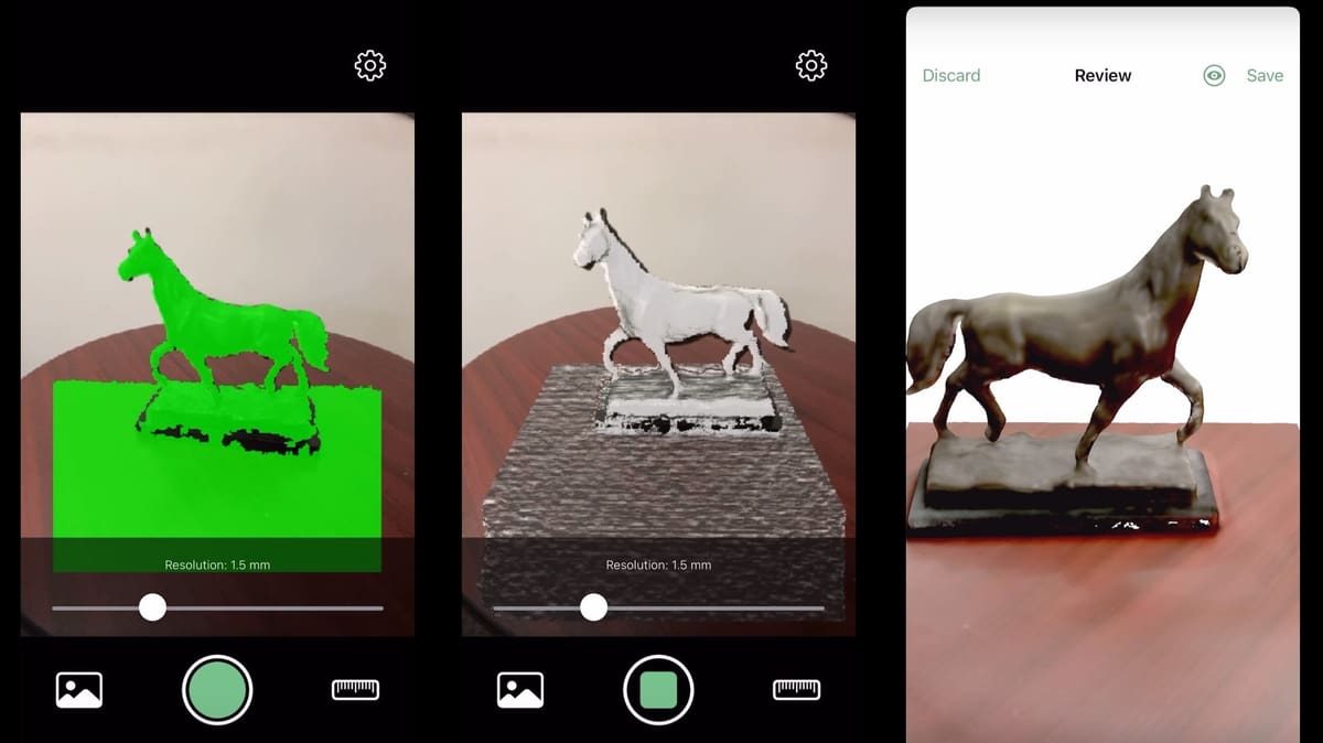Cover the model with the green shade, scan, then review the results
