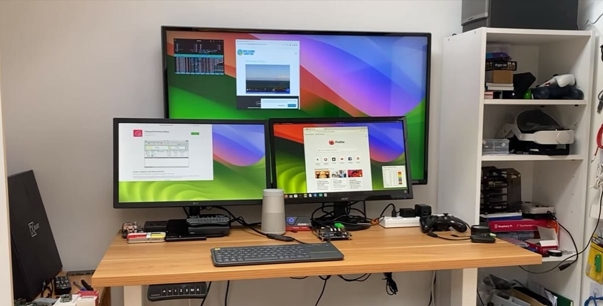 The Pi 5 Plus running three monitors at once