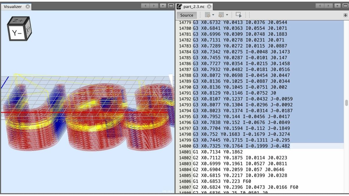 Tool movement visualisation for a G-code file