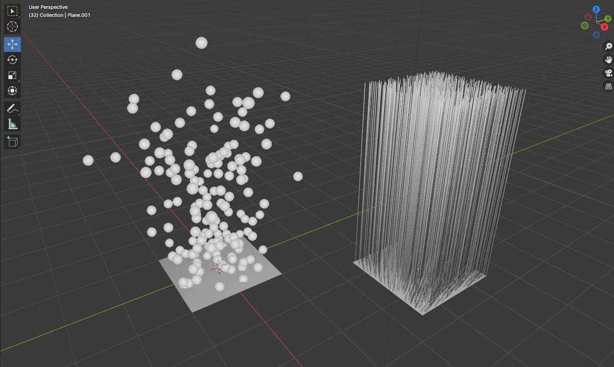 Basic emitter and hair particles compared