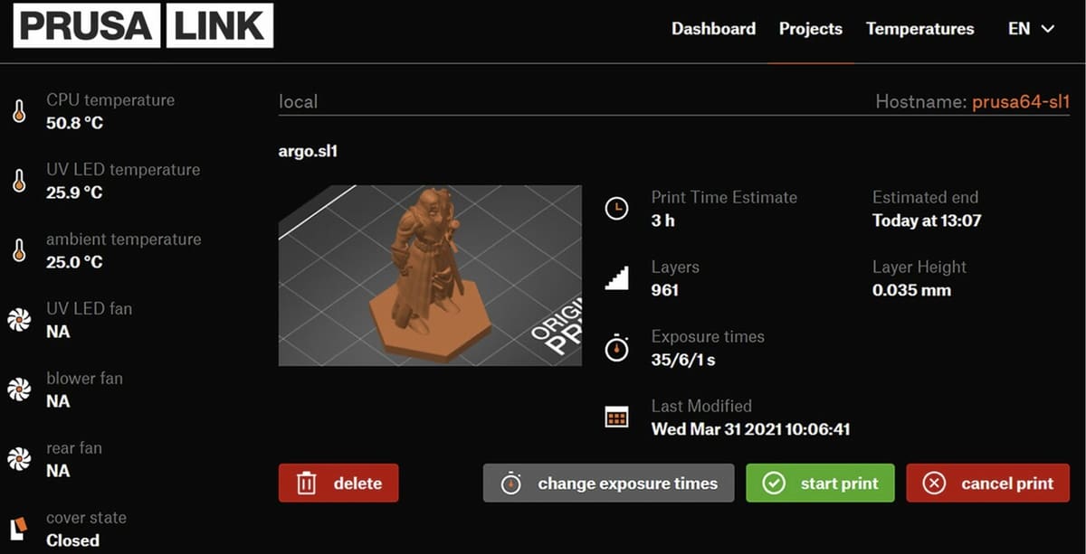 PrusaLink offers a modern web interface with 3D visualizations