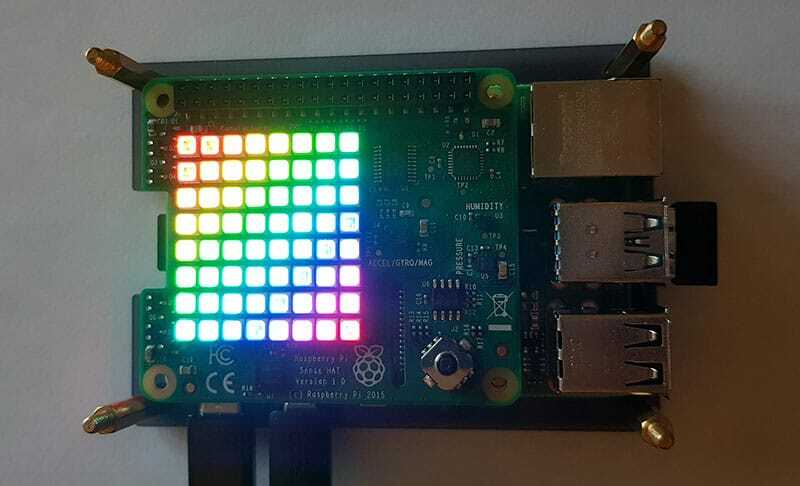 LEDs all lit up with the Sense HAT