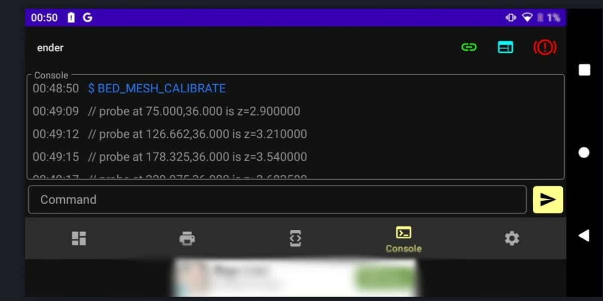 The Klipperoid terminal for uploading G-code