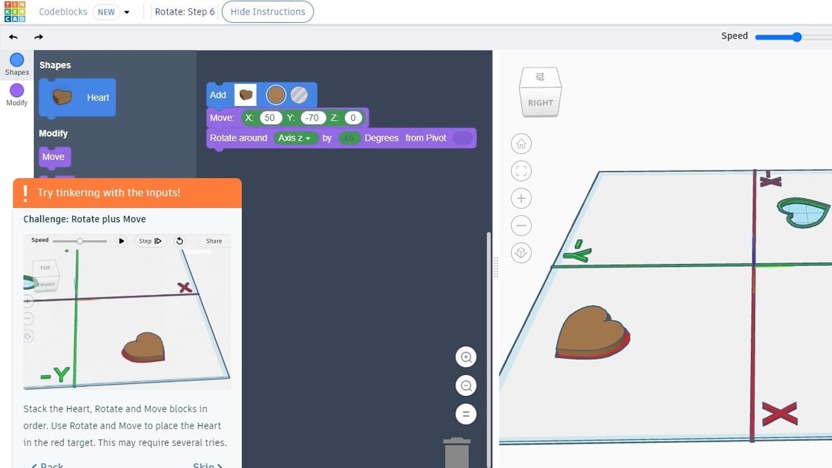 The Codeblock environment trains the users in logical reasoning and visual space sense