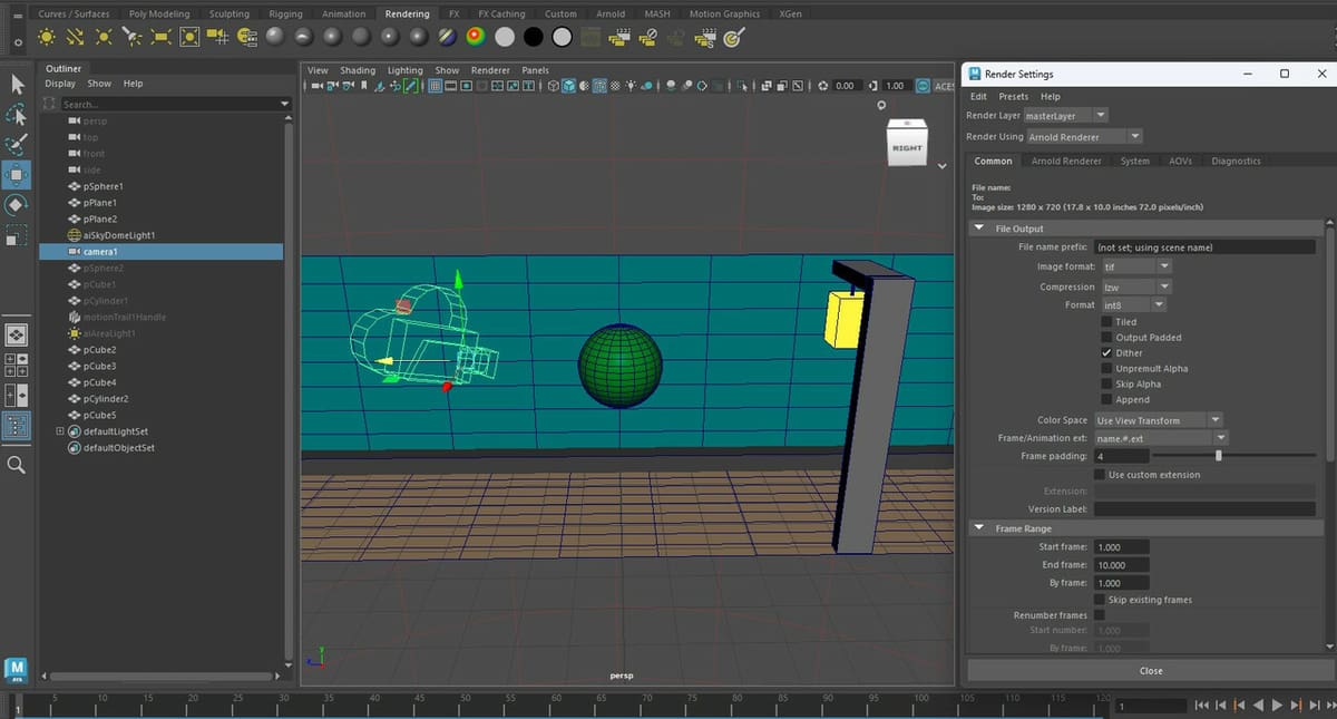 Maya's render settings