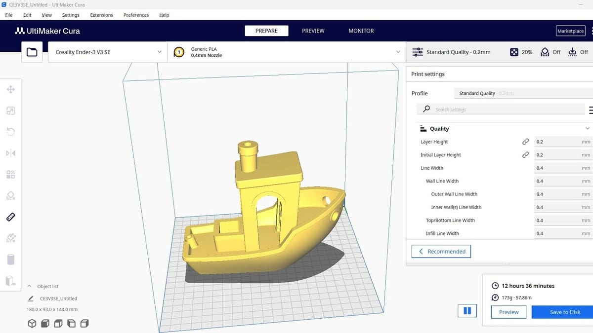 Tinker with the SE's default profile in Cura for great prints