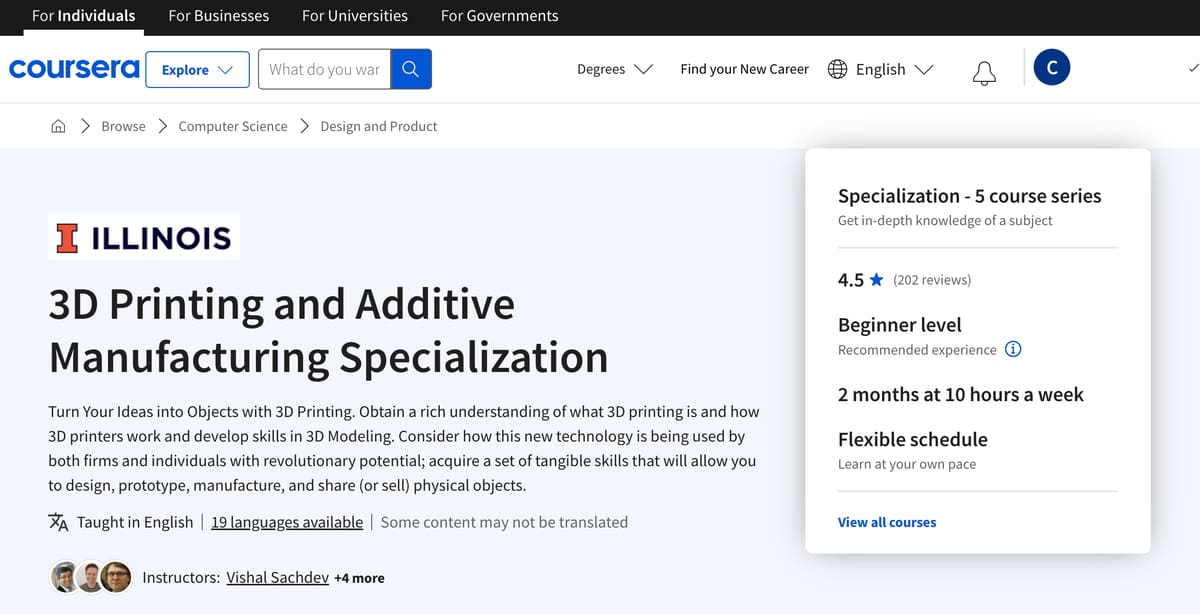 Image of Learn 3D Printing With Online Courses: Coursera