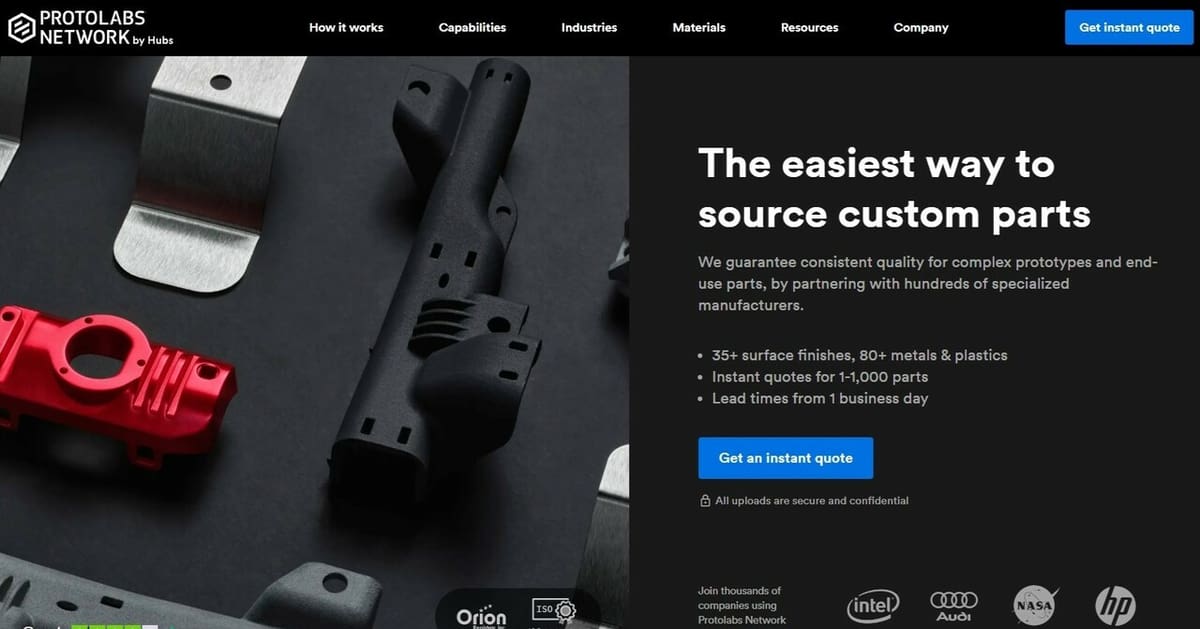 Protolabs Network (Hubs) has a user-friendly homepage