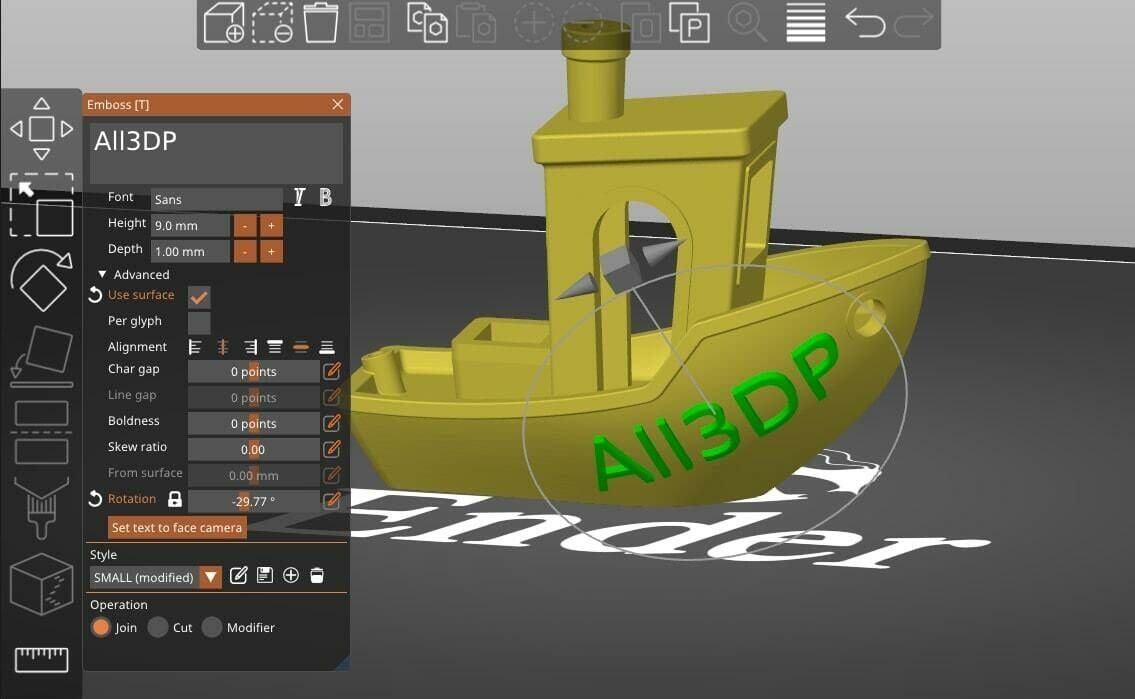 PrusaSlicer provides an easy way to add text and images to models