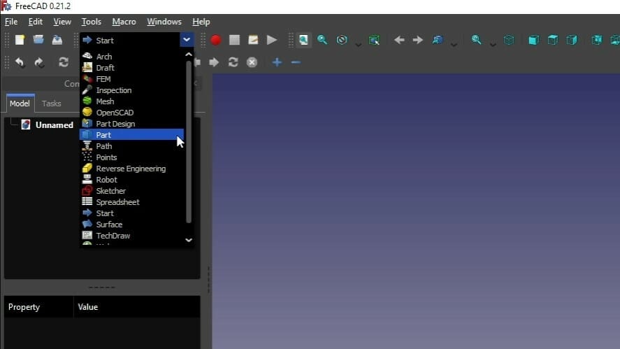 Chose Part out of the drop-down menu
