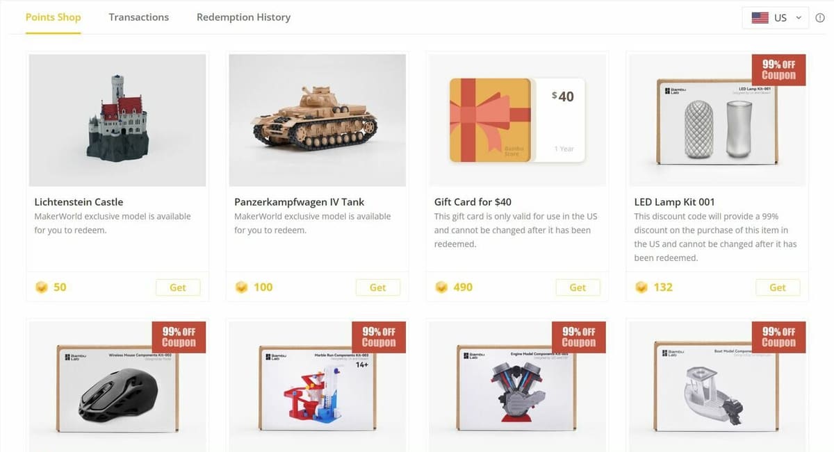 Turn in your MakerWorld points for rewards