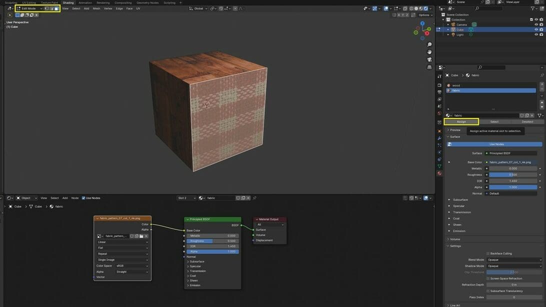 Select faces, then assign that material