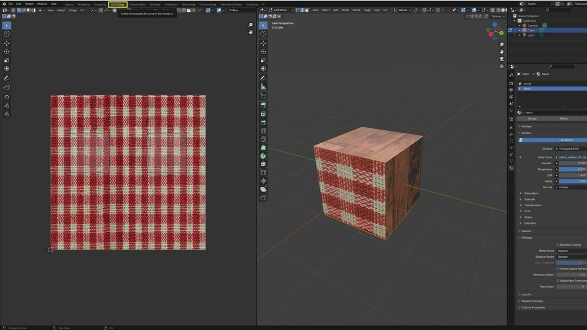 The UV Editing workspace gives you more control