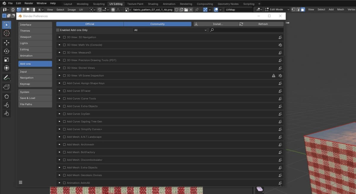 Browsing add-ons in Blender is very simple