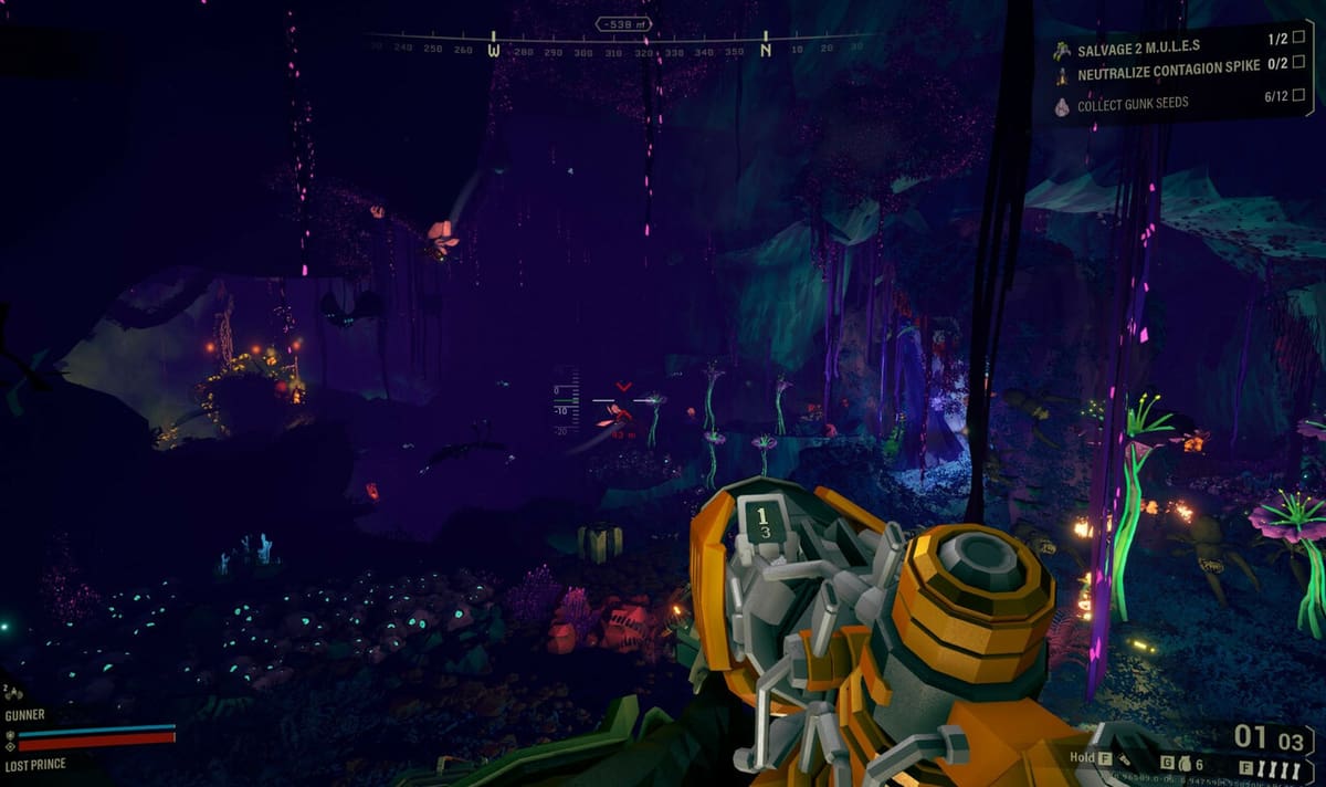 An in-game real-time render screenshot of a glowing cave