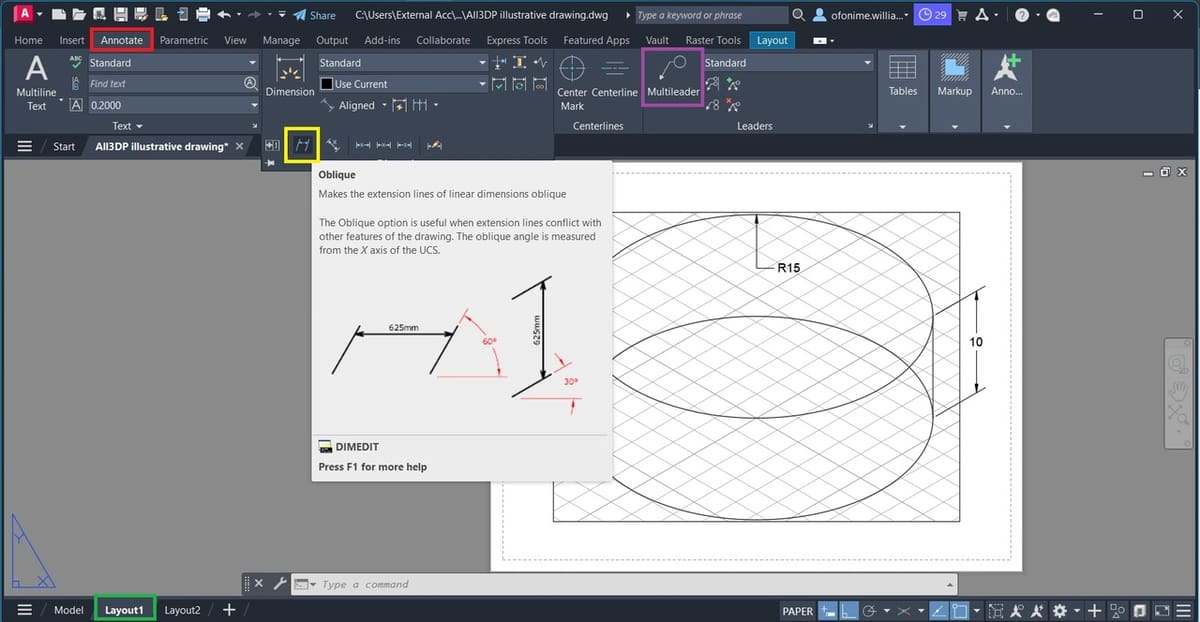 Applying details to the drawing in layout1