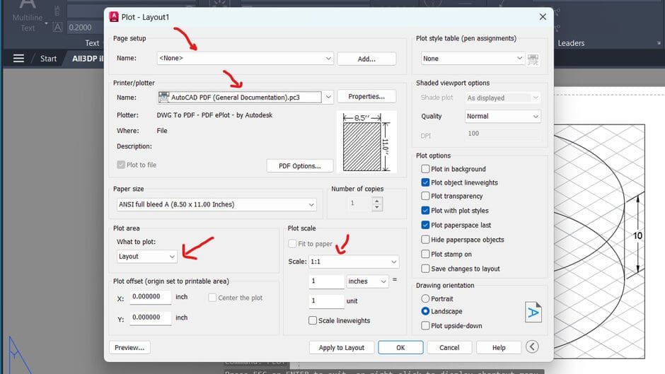 Setting up the Drawing Output via the Plot Wizard