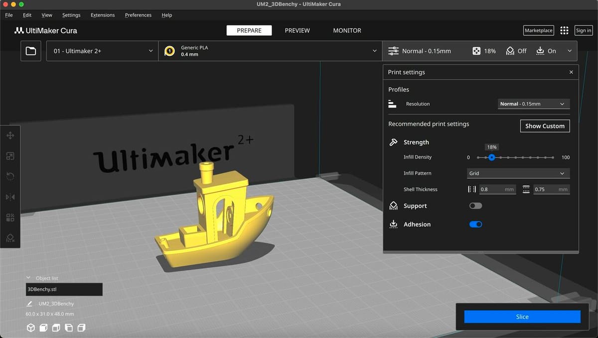 Getting ready to slice in Cura