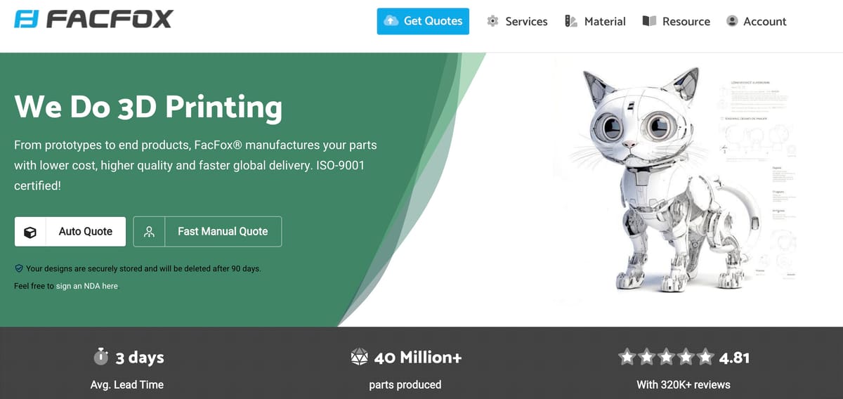 Bild von Die besten 3D-Druck-Services / 3D-Drucke online bestellen: FacFox