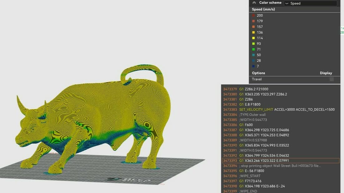Varying speed during printing