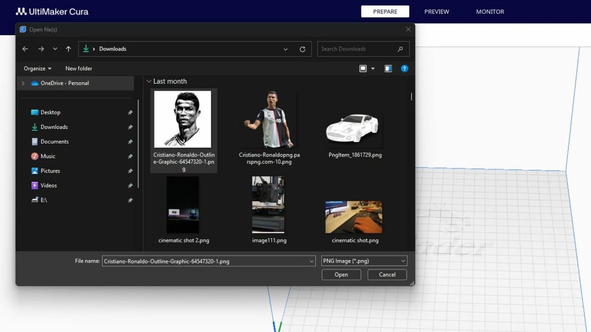 Uploading an image in Cura is easy as 1-2-3