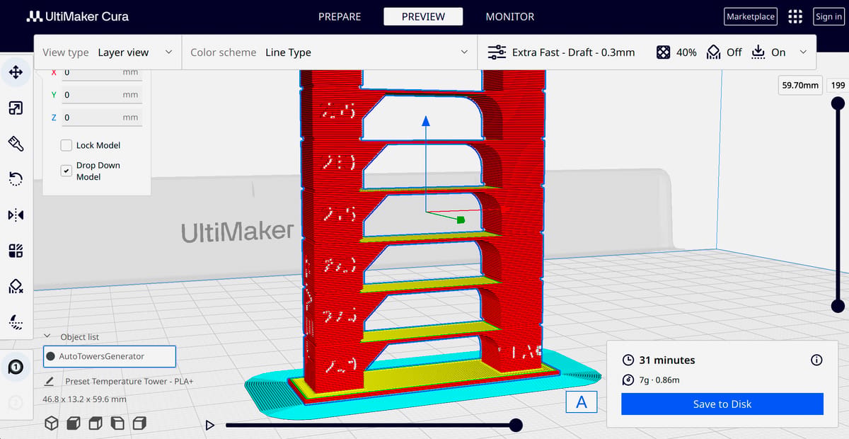 Image of: Cura Slicer Temp Tower