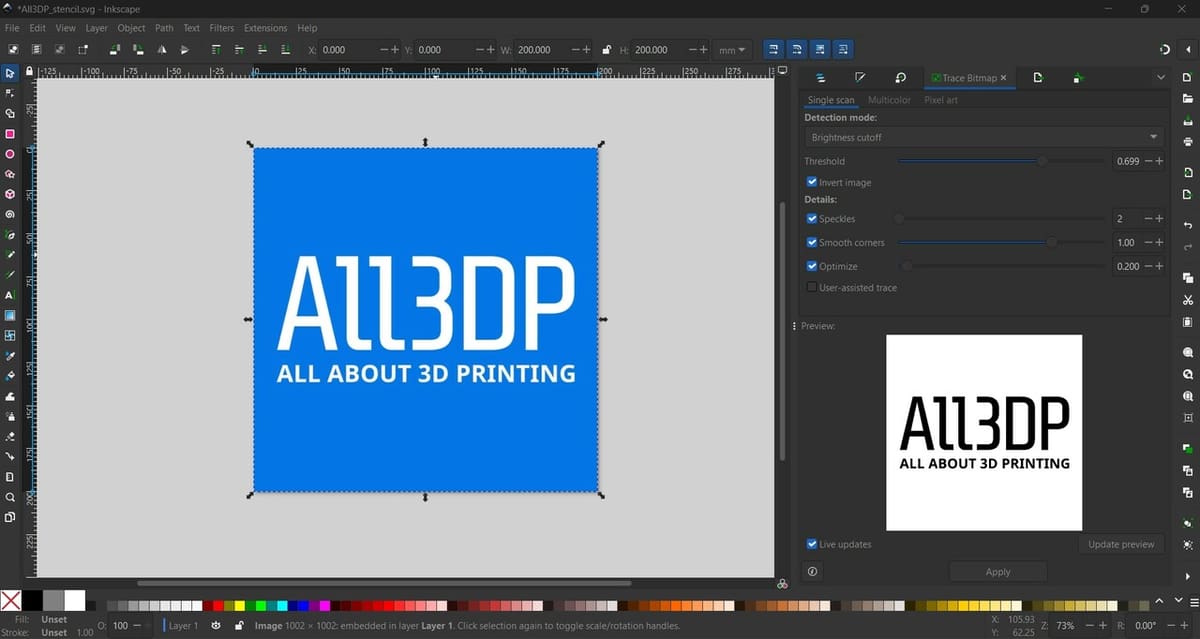Inkscape's Trace Bitmap tool can save you tons of time